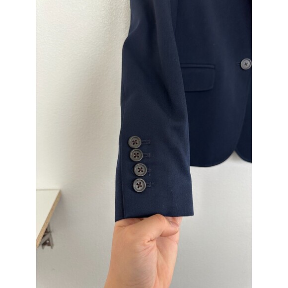 J.Crew 100% Wool Blazer One Button Navy Blue Workwear Classic Women's Size 0 - Picture 6 of 8